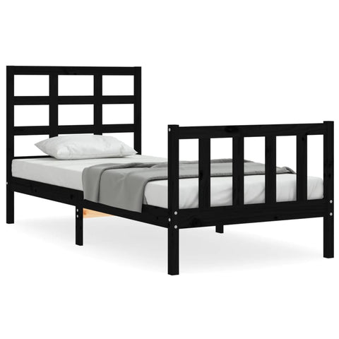 vidaXL Bed Frame without Mattress Black Small Single Solid Wood Pine