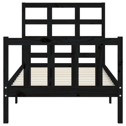 vidaXL Bed Frame without Mattress Black Small Single Solid Wood Pine