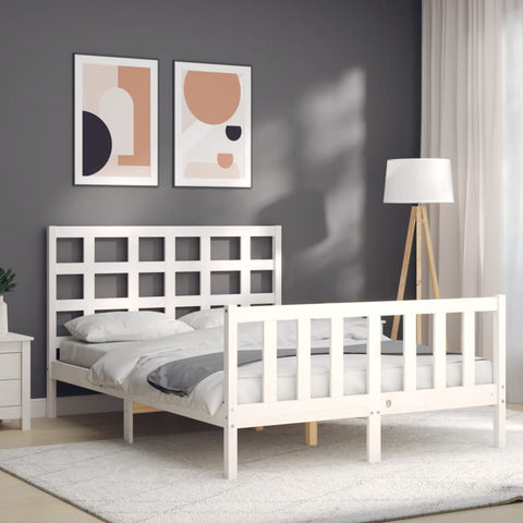 vidaXL Bed Frame without Mattress White 140x200 cm Solid Wood Pine