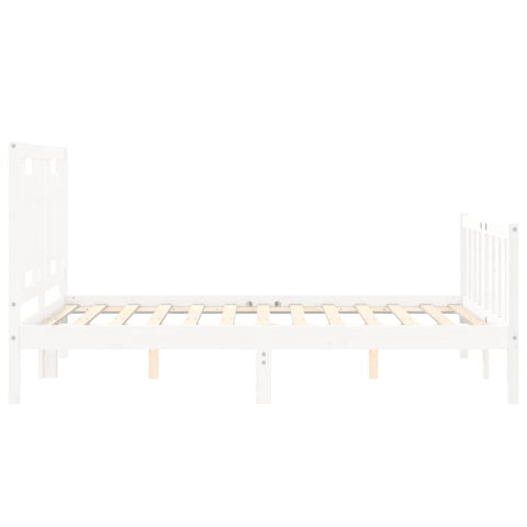 vidaXL Bed Frame without Mattress White Double Solid Wood Pine