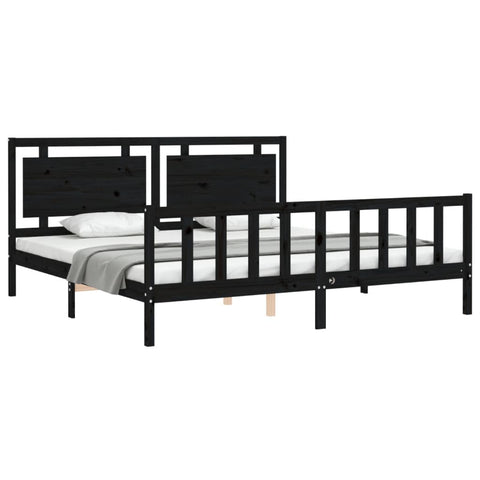 vidaXL Bed Frame without Mattress Black 200x200 cm Solid Wood Pine
