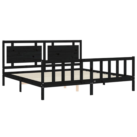 vidaXL Bed Frame without Mattress Black 200x200 cm Solid Wood Pine