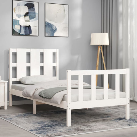 vidaXL Bed Frame without Mattress White 100x200 cm Solid Wood Pine