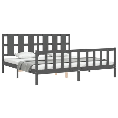 vidaXL Bed Frame without Mattress Grey 200x200 cm Solid Wood Pine