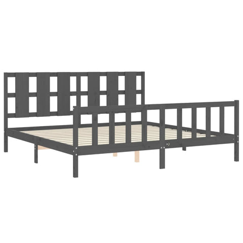 vidaXL Bed Frame without Mattress Grey 200x200 cm Solid Wood Pine