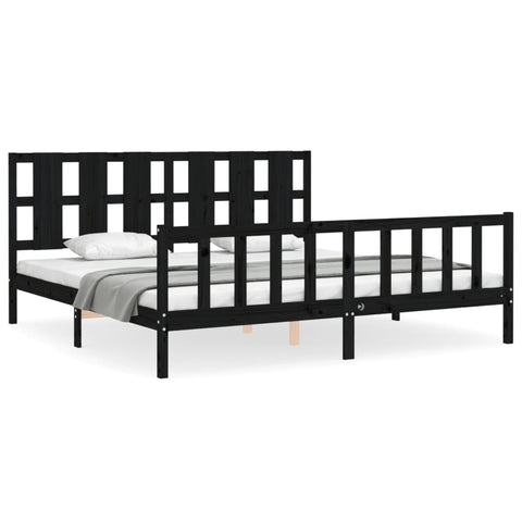 vidaXL Bed Frame without Mattress Black 200x200 cm Solid Wood Pine