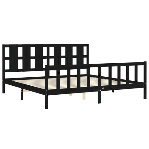vidaXL Bed Frame without Mattress Black 200x200 cm Solid Wood Pine