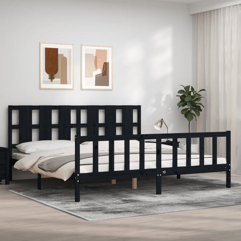 vidaXL Bed Frame without Mattress Black 200x200 cm Solid Wood Pine