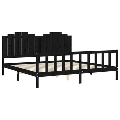 vidaXL Bed Frame without Mattress Black 200x200 cm Solid Wood Pine