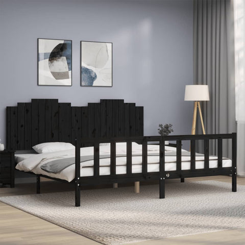 vidaXL Bed Frame without Mattress Black 200x200 cm Solid Wood Pine