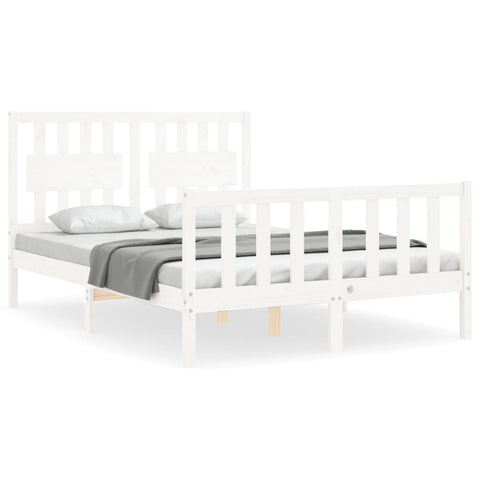 vidaXL Bed Frame without Mattress White Double Solid Wood Pine