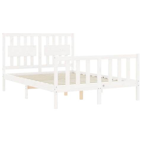 vidaXL Bed Frame without Mattress White Double Solid Wood Pine