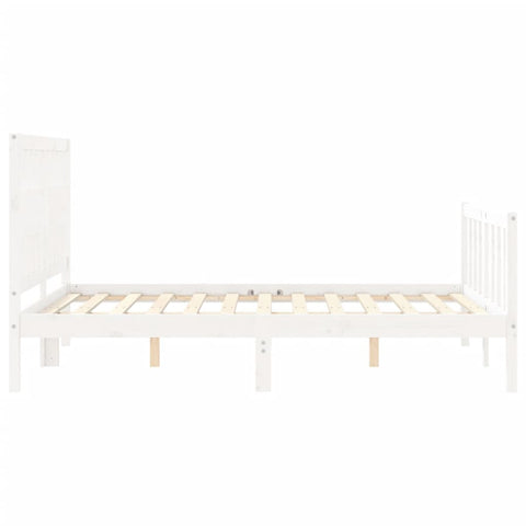 vidaXL Bed Frame without Mattress White Double Solid Wood Pine