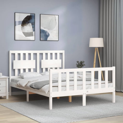 vidaXL Bed Frame without Mattress White 140x190 cm Solid Wood Pine