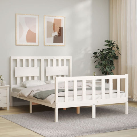 vidaXL Bed Frame without Mattress White 140x200 cm Solid Wood Pine