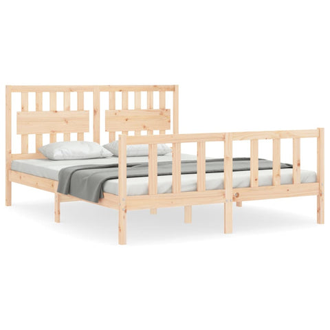 vidaXL Bed Frame without Mattress King Size Solid Wood Pine