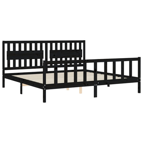 vidaXL Bed Frame without Mattress Black 200x200 cm Solid Wood Pine