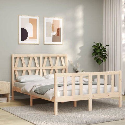 vidaXL Bed Frame without Mattress Double Solid Wood Pine