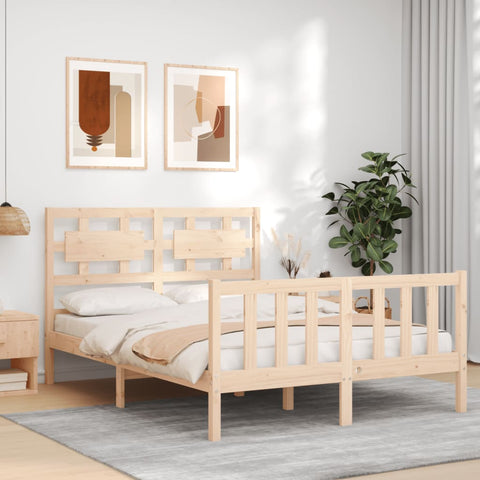 vidaXL Bed Frame without Mattress Double Solid Wood Pine