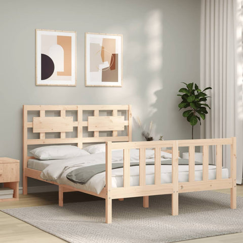vidaXL Bed Frame without Mattress Double Solid Wood Pine