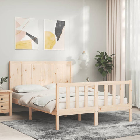 vidaXL Bed Frame without Mattress Double Solid Wood Pine