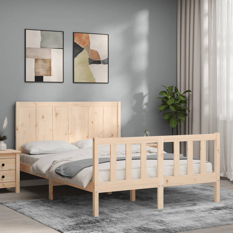 vidaXL Bed Frame without Mattress Double Solid Wood Pine