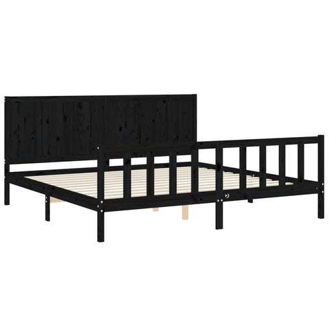 vidaXL Bed Frame without Mattress Black 200x200 cm Solid Wood Pine