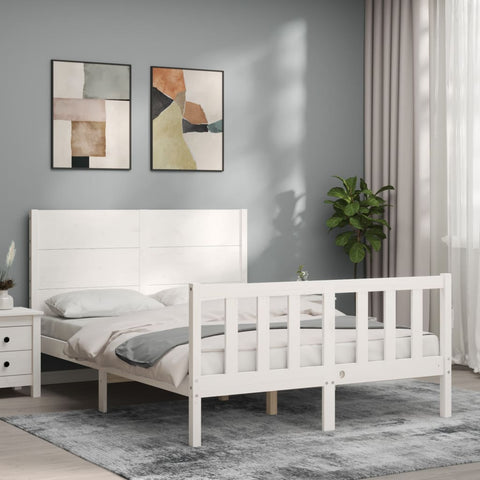 vidaXL Bed Frame without Mattress White 140x200 cm Solid Wood Pine