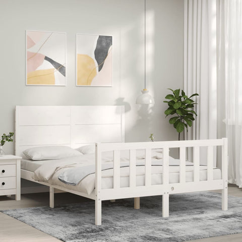 vidaXL Bed Frame without Mattress White 140x200 cm Solid Wood Pine