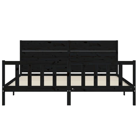 vidaXL Bed Frame without Mattress Black 200x200 cm Solid Wood Pine