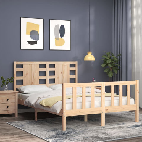 vidaXL Bed Frame without Mattress Double Solid Wood Pine