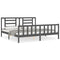 vidaXL Bed Frame without Mattress Grey 200x200 cm Solid Wood Pine