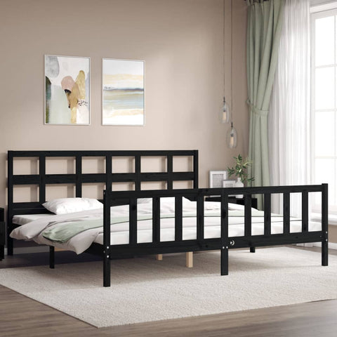 vidaXL Bed Frame without Mattress Black 200x200 cm Solid Wood Pine