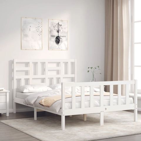 vidaXL Bed Frame without Mattress White 140x190 cm Solid Wood Pine
