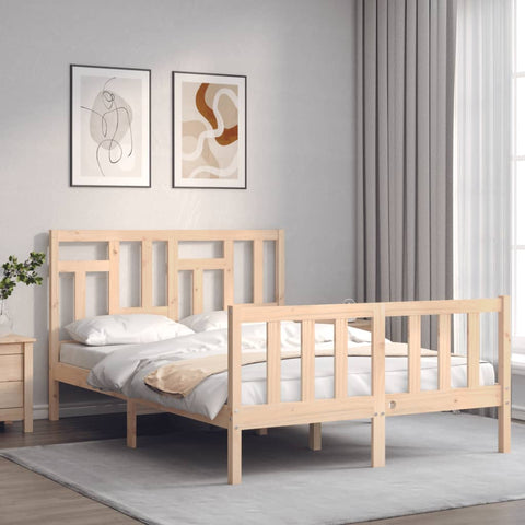vidaXL Bed Frame without Mattress Double Solid Wood Pine