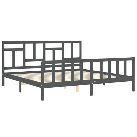 vidaXL Bed Frame without Mattress Grey 200x200 cm Solid Wood Pine