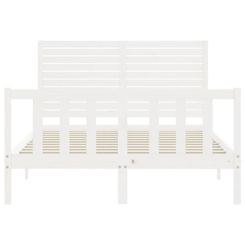 vidaXL Bed Frame without Mattress White Double Solid Wood Pine