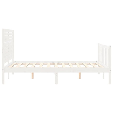 vidaXL Bed Frame without Mattress White Double Solid Wood Pine