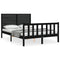 vidaXL Bed Frame without Mattress Black Double Solid Wood Pine