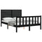 vidaXL Bed Frame without Mattress Black Double Solid Wood Pine