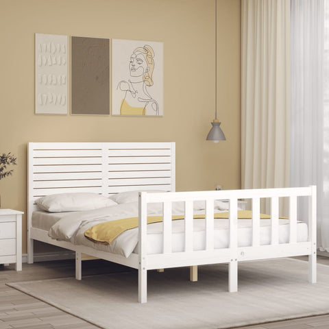 vidaXL Bed Frame without Mattress White 140x200 cm Solid Wood Pine