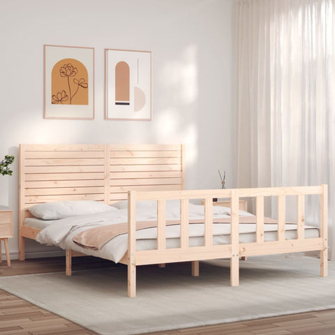 vidaXL Bed Frame without Mattress King Size Solid Wood Pine
