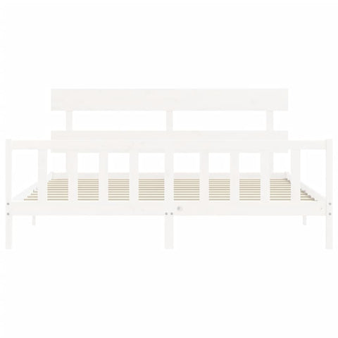 vidaXL Bed Frame without Mattress White Super King Size Solid Wood Pine