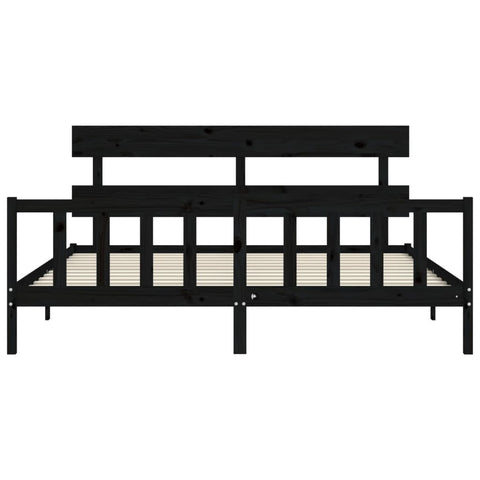 vidaXL Bed Frame without Mattress Black 200x200 cm Solid Wood Pine