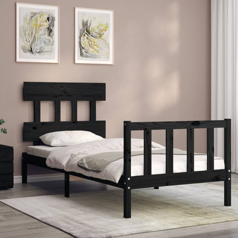 vidaXL Bed Frame without Mattress Black 100x200 cm Solid Wood Pine