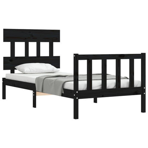 vidaXL Bed Frame without Mattress Black 100x200 cm Solid Wood Pine