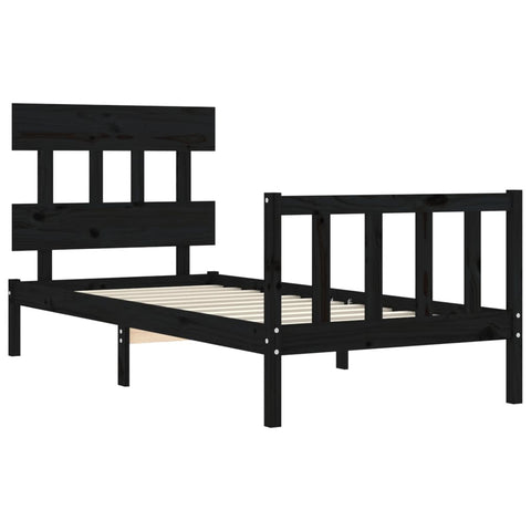 vidaXL Bed Frame without Mattress Black 100x200 cm Solid Wood Pine