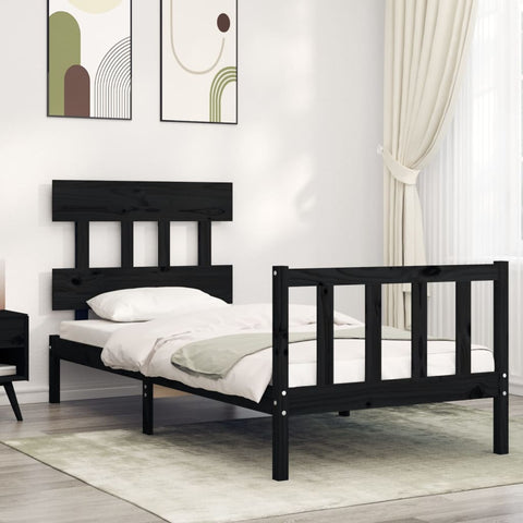 vidaXL Bed Frame without Mattress Black 100x200 cm Solid Wood Pine