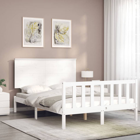 vidaXL Bed Frame without Mattress White 140x190 cm Solid Wood Pine
