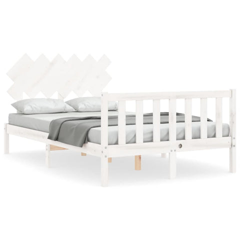 vidaXL Bed Frame without Mattress White Double Solid Wood Pine